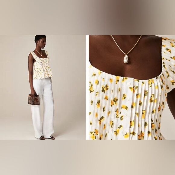 J.Crew Pintuck peplum top in budding rose print XS - Picture 8 of 8